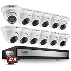 Zosi 16 Channel 1080P Security Camera System 16 Channel Dvr With 4TB Hard Drive And 12 X Cctv Dome Camera 1080P Outdoor indoor With Long Night Vision
