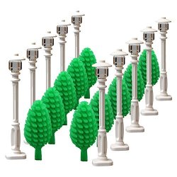 Street White Lamp Tree For Lego Garden House Parts Building Block Toy Light Children Gifts