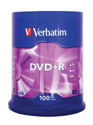 Verbatim - 47gb Dvd+r 16x - Matt Silver Spindle Pack Of 100