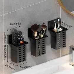 1PC Toothbrush Holder For Bathroom Wall Mounted Toothbrush Storage Rack Bathroom Storage Organizer Bathroom Multifunctional Toothpaste Toothbrush Container Bathroom Accessories