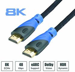8K HDMI Cable 48GBPS 2.1 8K&60HZ 4K@120HZ 4320P Uhd Compatible With LG Tv Samsung Qled Tv Apple Tv Gaming Consoles Blu-ray Players Projectors Any