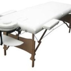 2-Section Wooden Massage Table Bed in White