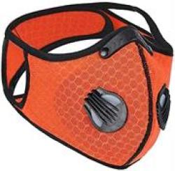 Reusable 3D Structured Dual Valve Sport Mask With Earloop And Velcro Behind The Head Tie Back Colour Orange - Masks Are Washable Reusable