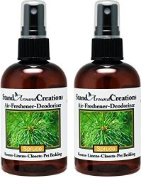 Set Of 2-4-OZ.-CONCENTRATED Spray Air-freshener deodorizer - Spruce - Great For: Cars Offices Closets Air-conditioners Pet Beds Yoga Mats Litter Boxes Laundry Rooms & Smoke
