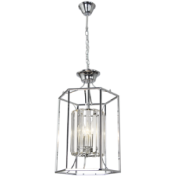 Bright Star Lighting - 3 Light Polished Chrome Chandelier With Adjustable Chain And Crystal Bars
