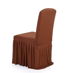 Anself Pleated Solid Ruffled Stretchable Removable Washable Dining Chair Cover Spandex Seats Slipcover For Wedding Party Hotel