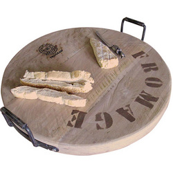 Boutique Vineyards Round Cheese Board with Iron Handles