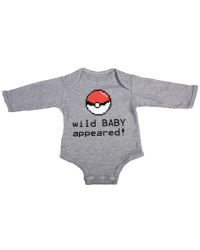 Wild Baby Appeared BabyGrow - L sleeve Grey 12-18-MONTHS