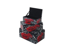 Cottonbox Rectangular Jewellery Box Set - Red Rose
