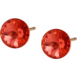 Za Xp Circular Swarovski Embellished Crystal Earrings - Red