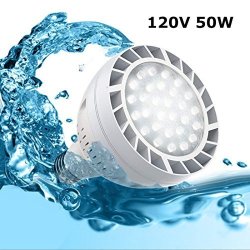 50WATT 120V 6500K Daylight White Light Swimming Pool LED Light Bulb LED Par 30 Light E26 Screw Base 300-600W Traditional Bulb Replacement