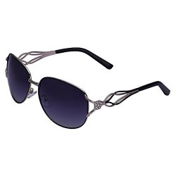 Zando Women's Fashion Mental Frame Classic Polarized Sunglasses Diamond Eyewear Black