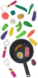 23 Piece Play-food Frying Pan Set And Kitchen Accessories