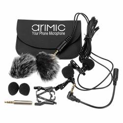 Arimic Dual-head Clip On Lapel Microphone Recording - Camera Accessories Microphones - 1.5M - 1 X Dual-head Microphone