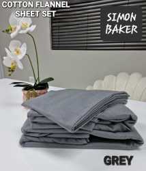 Simon Baker - Cotton Flannel Sheet Set - Grey - Queen XL Bed