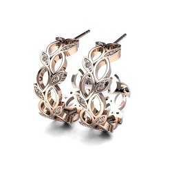 Why Jewellery Lavish Leaf Collection Diamond Earrings in Rose Gold Plated