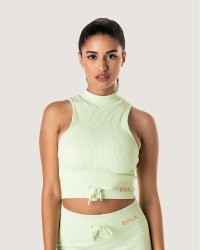 Ribbed Statement Racer Back Top - Lime - Small