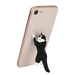 Cute Cartoon Cat Phone Sucker Bracket Unpara Funny Simulation Animal Model Phone Bracket Holder Black