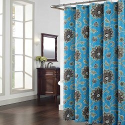 DS BATH Cypress Blue Shower Curtain Grey Shower Curtain Plants Shower Curtains For Bathroom Floral Bathroom Curtains Print Waterproof Shower Curtain 72" W X 72" H