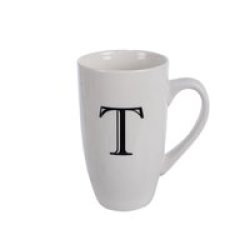 Mug - Household Accessories - Ceramic - Letter T Design - White - 3 Pack