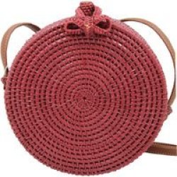 BlackBerry Red Rattan Round Cross Body With Bow
