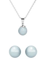 DESTINY Pearl Earring & Necklace Set With Swarovski Pearls Baby Blue