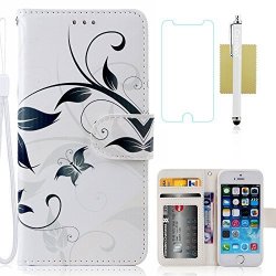 Caseland Wallet Flip Case With Sling For Apple Iphone 5S 5 Se - Butterfly Flower