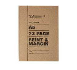 Exercise Book - Feint & Margin - White Pages - A5 - 72 Pages - 12 Pack