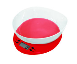 Casa Fresco Red Plastic Kitchen Scale With Bowl - CKSP01