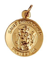 14KT Gold Filled St Christopher Pendant - 11MM Diameter