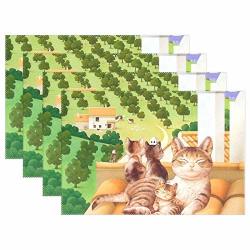 Ntsee Placemat Set Of 1 4 6 Heat Resistant Placemat For Dining Table Deocration Durable Polyester Kitchen Table Mats Placemat 12X18 In Funny Fat Cats