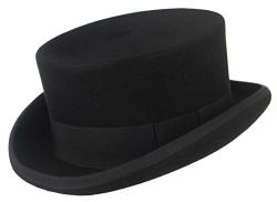 Cloudkids Men 100% Wool Mad Hatter Hat Satin Lined Top Hats BLACK 4.5" High XL Us Hat Size 7 1 2-7 5 8
