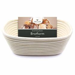 Vollum Bread Proofing Basket Banneton Baking Supplies For Beginners & Professional Bakers Handwoven Rattan Cane Bread Maker For Artisan Breads 10 X 7 X 3.75 Inch 1-POUND Oval Brotform