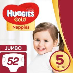 Huggies Gold Nappies Size 5 Jumbo 52'S X 2 Disposable Diapers & 10 Wipes