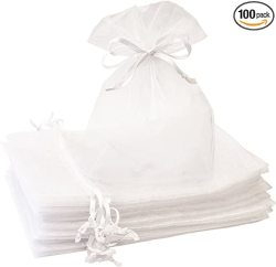 Creative Organza Bags 100 Pcs 5X7 Inches White Sheer Mesh Gift Bag With Drawstring Perfect For Weddings Party Favors Candy Jewelry Makeup Cosmetics Bathroom