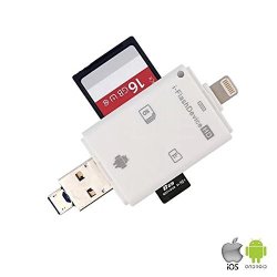 Honscreat Sd Card Reader Sd Card Adapter 3 In 1 Card Reader Card Reader For Iphone ipad Mac Pc Android Device Lightning Usb Micro USB