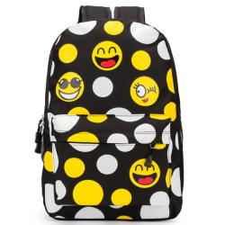 Nine Max Cute Emoji Printing School Bags - B Black