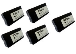 Speedy Inks - 5PK Remanufactured Replacement For Hp 950XL CN045AN Hy Black Ink Cartridge With Pigment Ink For Use In Officejet Pro 251DW 276DW 8100 8600 8610 8620 8630