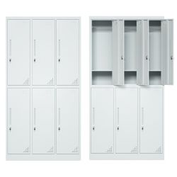 Steel 6 Door Inner Handle Locker Cabinet With Lock - Light Grey