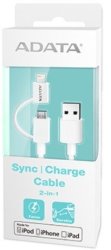 Adata 2-IN-1 Plastic Sync Charge Cable - White