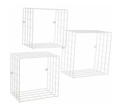 Set Of 3 Steel Cubes White