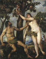 Leo Brown 'titian Vecellio Di Gregorio Tiziano Adam And Eve Ca. 1550 ' Oil Painting 8 X 10 Inch 20 X 26 Cm Printed On