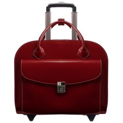 McKlein Granville 15" Leather Wheeled Ladies' Laptop Briefcase Red
