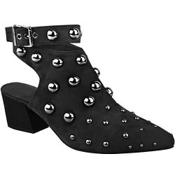 Fashion Thirsty New Womens Studded Low Block Heel Ankle Boots Party Evening Size 9