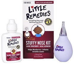 Little Remedies Stuffy Nose Kit Saline Spray drops & Aspirator 0.5 Fl Oz