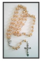 Catholic - Golden Frosted Striped Glass Rosary