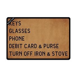 Ruiyida Keys Glasses Phone Debit Card & Purse Turn Off Iron & Stove Entrance Floor Mat Funny Doormat Door Mat Decorative Indoor Outdoor Doormat