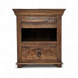 Carved Wooden Bedside Pedestal Sotran Dekorativ