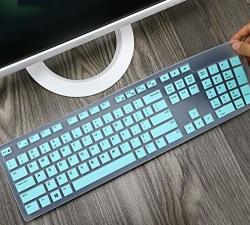 Silicone Keyboard Protector Skin Cover Compatible With Dell Desktop KM636 KB216 Keyboard Dell Optiplex 5250 3050 3240 5460 7450 7050 Dell Inspiron Aio 3475 3670 3477 All-in One Desktop Keyboard Mint