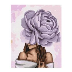 Paint By Numbers Lady With Purple Peony Boxed